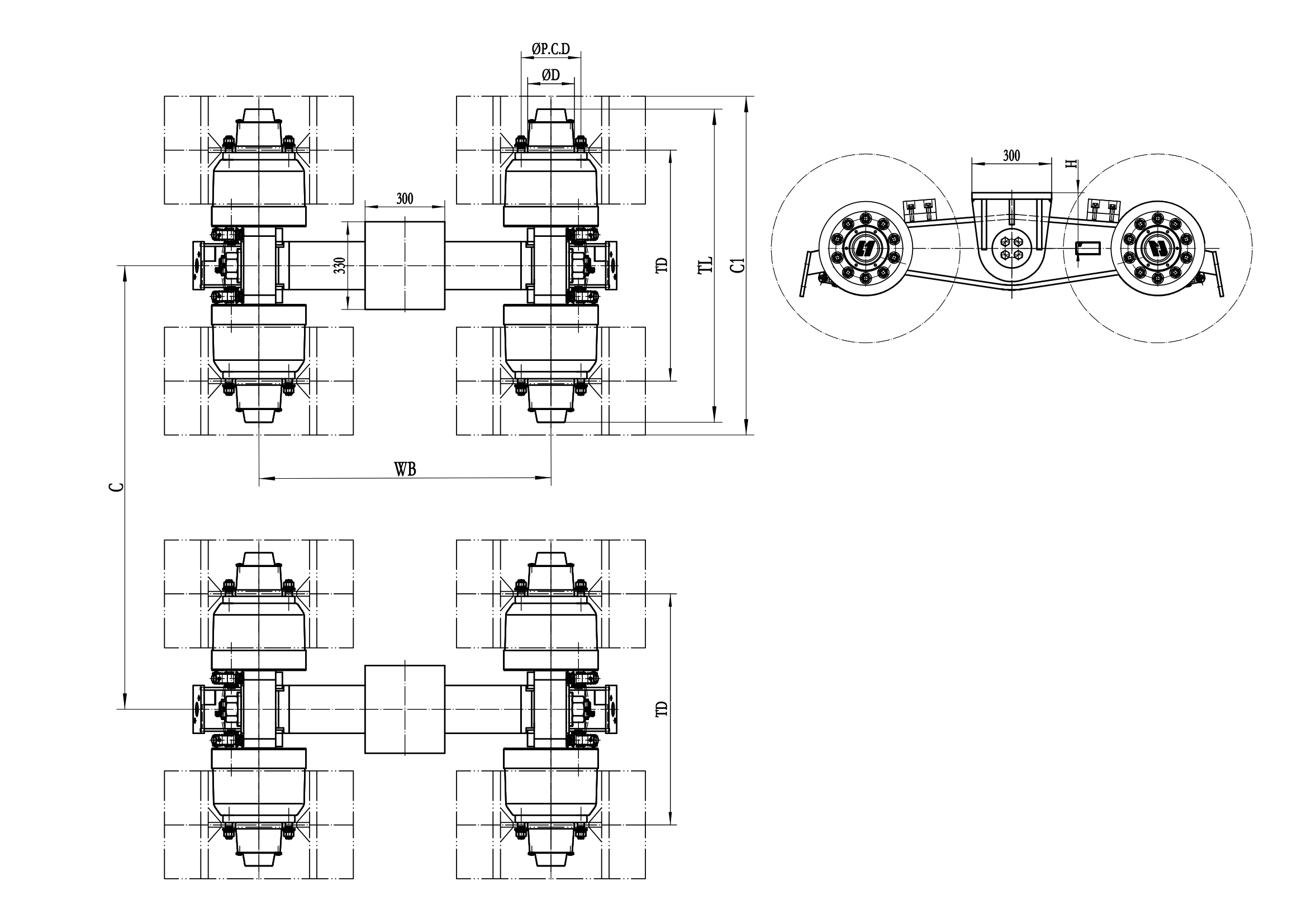 Multi Axle Rigid Configuration Tandem Axle Rigid Suspension – L1 Axle – Trailer axle for semi-trailer ...